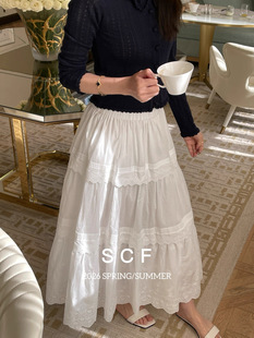 小众法式 镂空刺绣钩花花边半身裙女 设计师款 欧洲站2026春夏新款