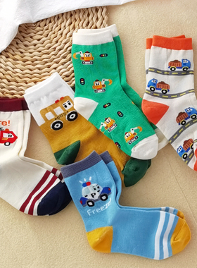 韩国KidsFUTURE男童小汽车袜子棉袜吸汗春秋冬儿童中筒宝宝袜子