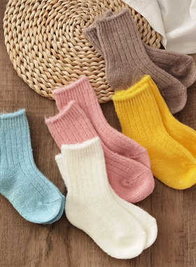韩国KidsFUTURE儿童羊毛袜婴儿女童袜子堆堆袜秋冬宝宝中筒袜厚长