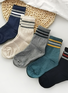 韩国KidsFUTURE男童运动袜子棉袜吸汗春秋冬儿童中筒宝宝袜子防滑