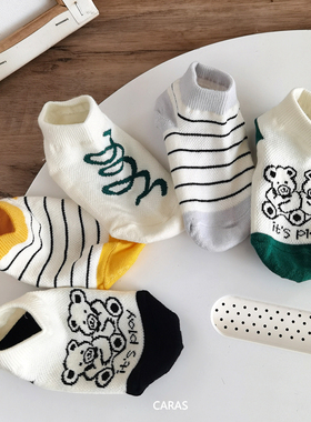 韩国KidsFUTURE儿童春夏季网眼薄款小熊短袜棉袜高弹力宝宝袜子男