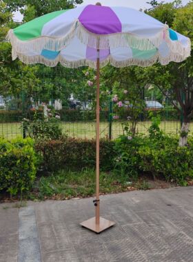 海滩大遮阳伞室外商铺门头休闲木伞咖啡厅户外庭院大太阳伞广告伞