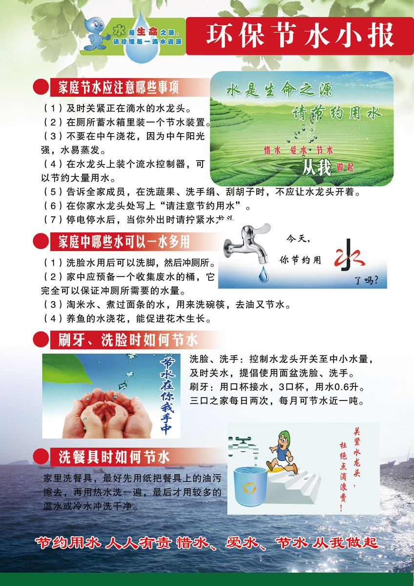 640画海报印制展板喷绘素材贴纸673环保节水知识宣传