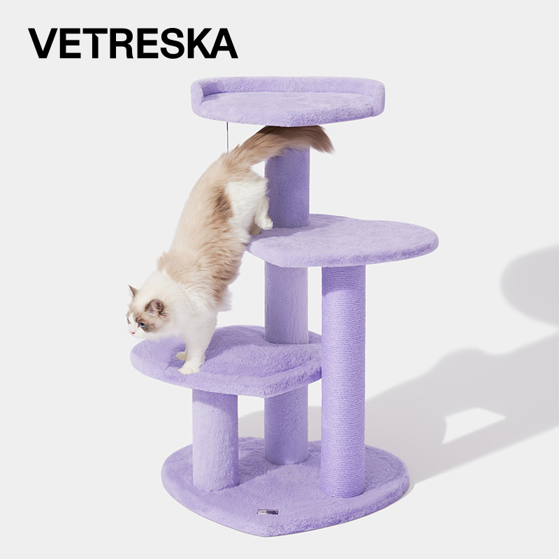 未卡猫爬架紫色3层4层
