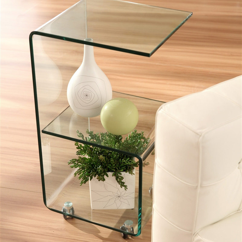纯创意风简约小茶台玻璃茶几客厅沙发边角几6字热弯透明黑白极简