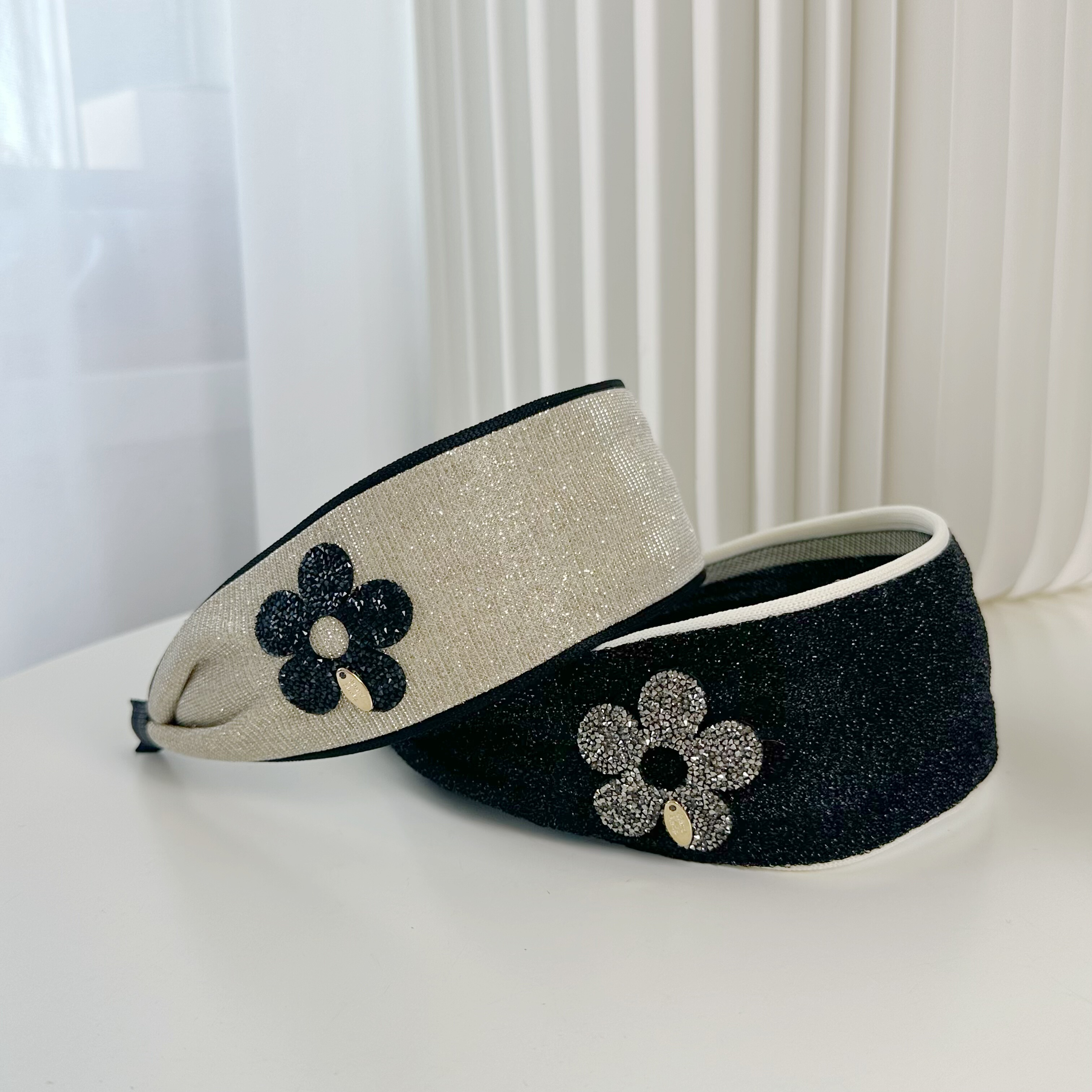 韩国进口细闪满砖花朵发箍小众设计师款压发发卡香风撞色舒适发饰