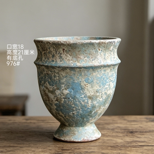 特价粗陶花盆高级感绿植多肉紫砂三角梅陶土大号口径圆形侘寂风