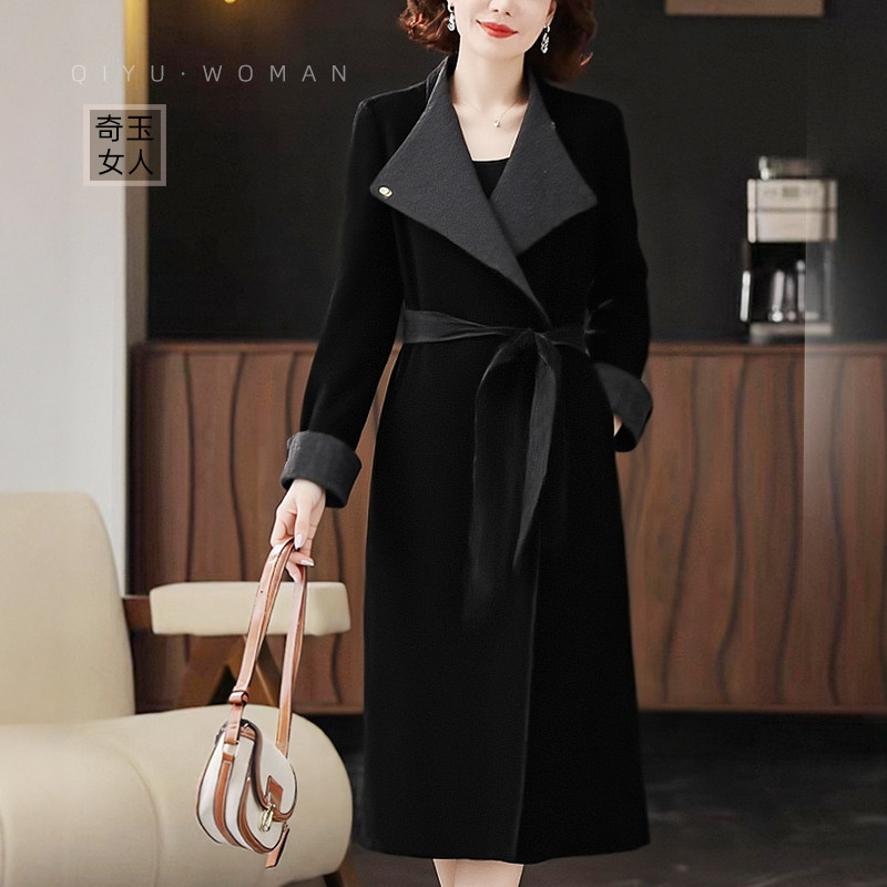 双面羊毛大衣女中长款2025秋冬新款级感气质妈妈装复古毛呢外套,女装/女士精品,毛呢外套,淘宝优惠券,粉丝福利购,淘宝优惠卷