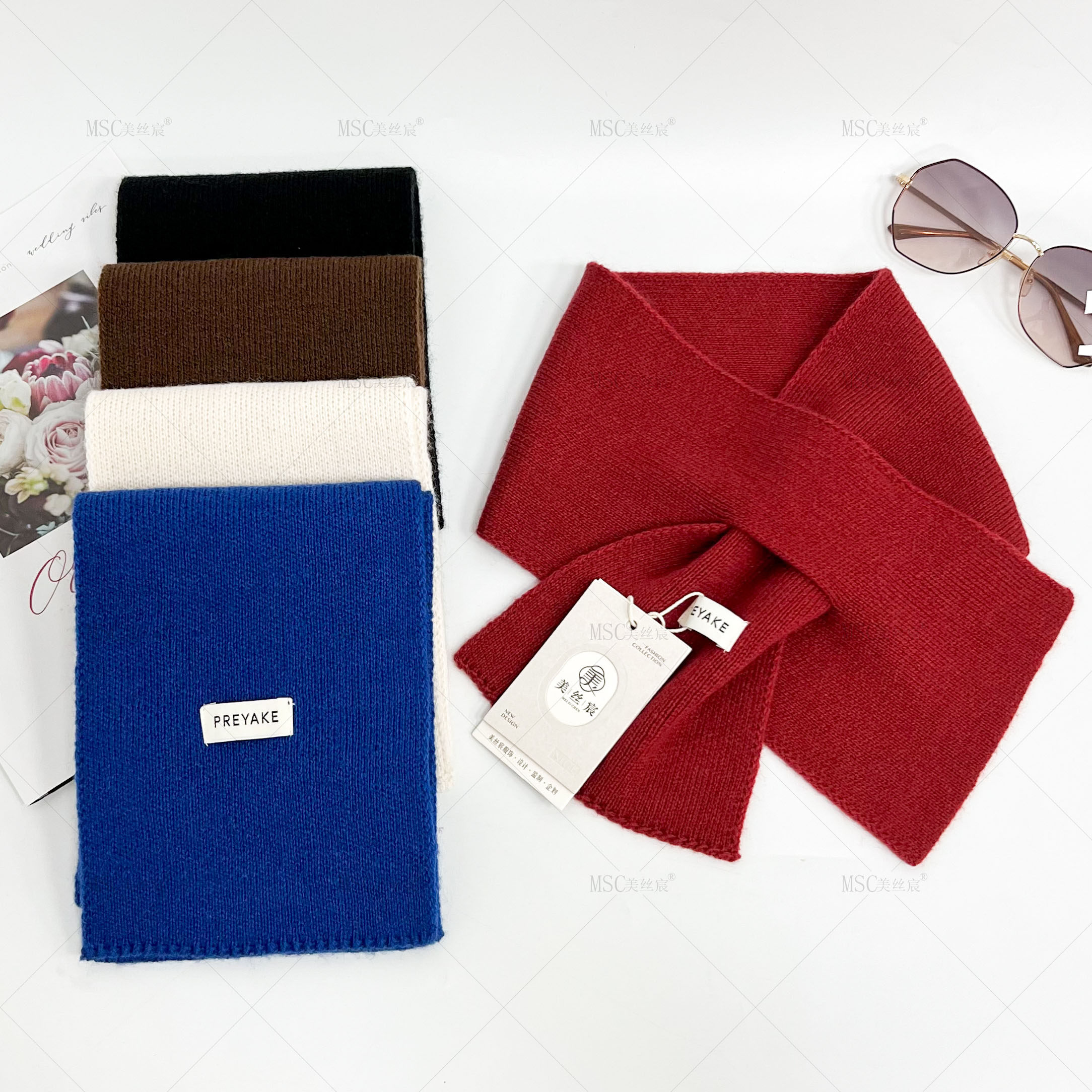 美丝宸【初雪】韩版针织羊毛围巾保暖秋冬新款纯色围脖男女同款