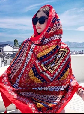 美丝宸【悦色美人】波西米亚民族风长款围巾女草原沙漠旅游披肩