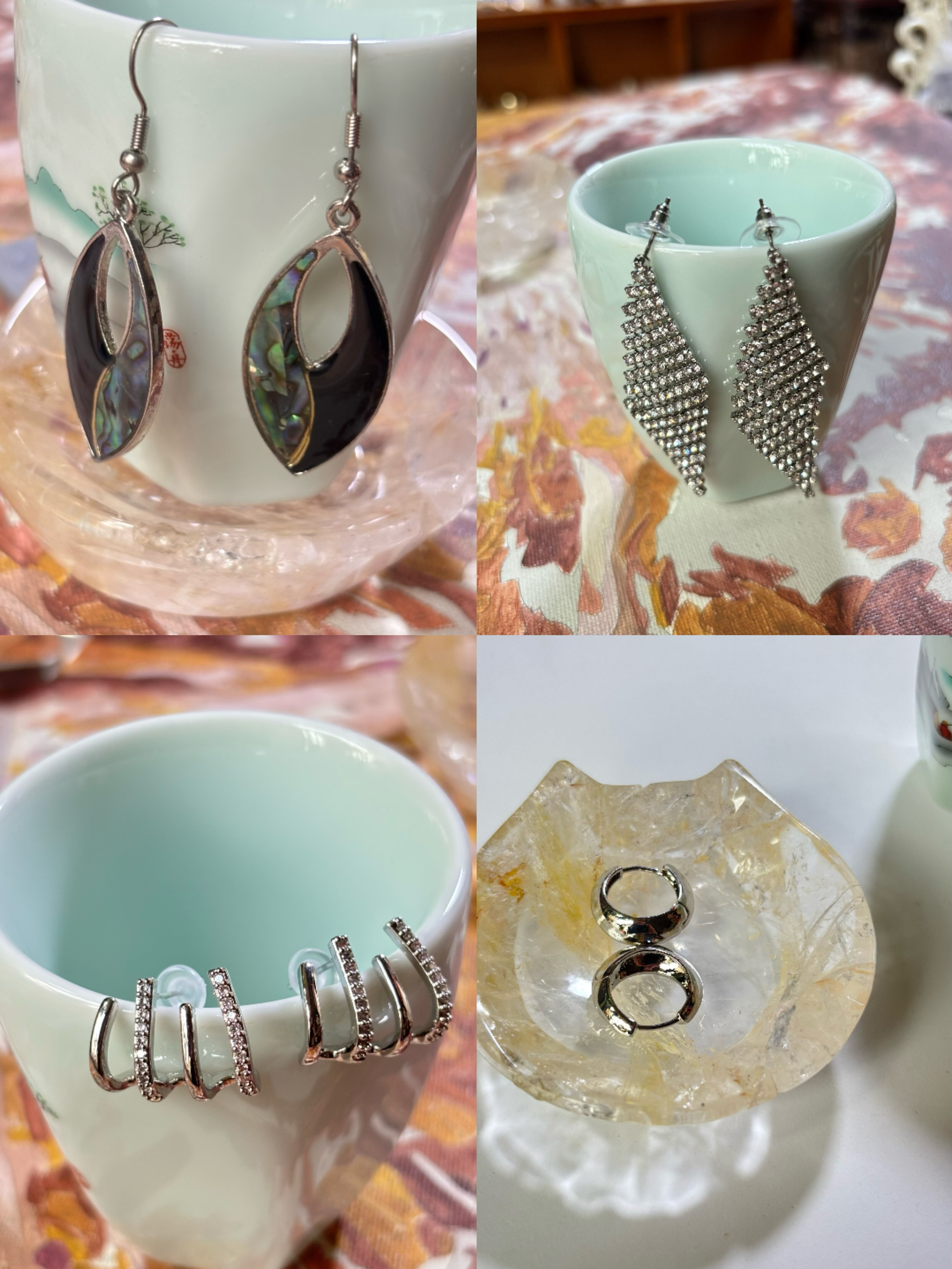 轻奢简约ins风个性耳饰满钻耳钉深海贝耳钩耳扣耳圈合集