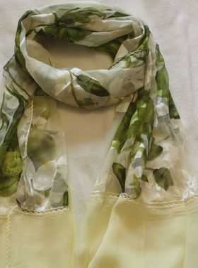 南京特产南京云锦 夏日风绿色妆花罗精品丝巾（桑蚕丝）礼品现货