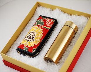 杯子 云锦金贡杯+云锦手包钱包 高档女士礼品钱夹纯手工例外风