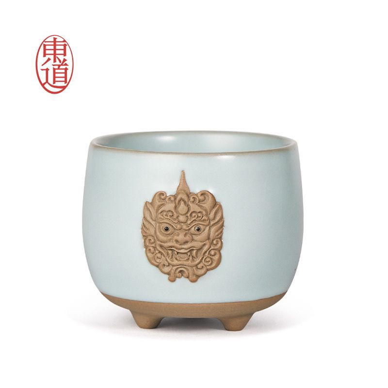 东道汝窑正品高档高端茶具办公室会客汝窑陶瓷杯九愿谛听杯天青色