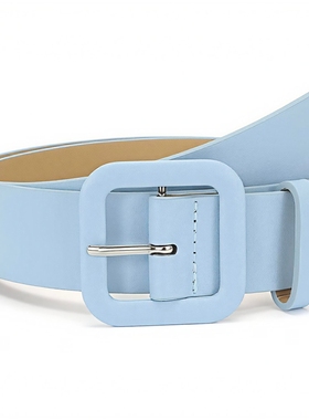 紫色粉色腰带女宽装饰裙子大衣方扣百搭配牛仔裤皮带玫红绿黄蓝色