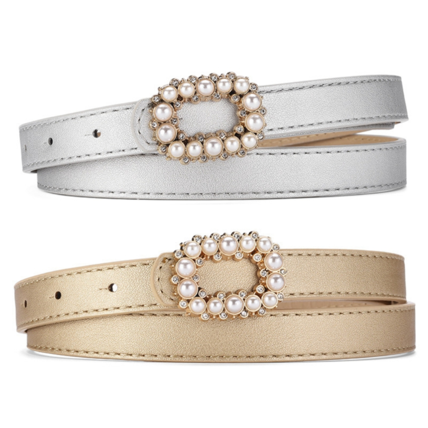 银色金色粉色皮带绿色裙子腰带女