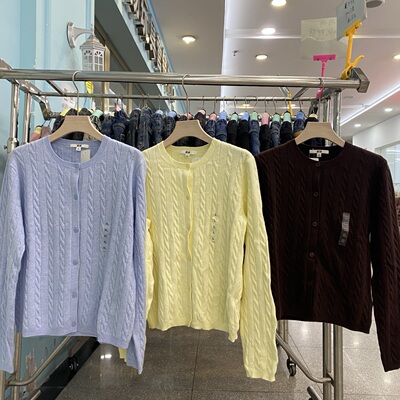 女装2026新款纽花圆领针织开衫毛衣毛衫长袖空调衫外套488123