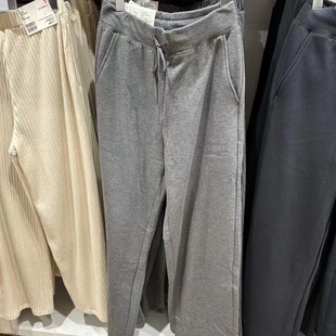 休闲保暖长裤 摇粒绒内里直筒裤 混纺松紧长裤 M473242日单女装