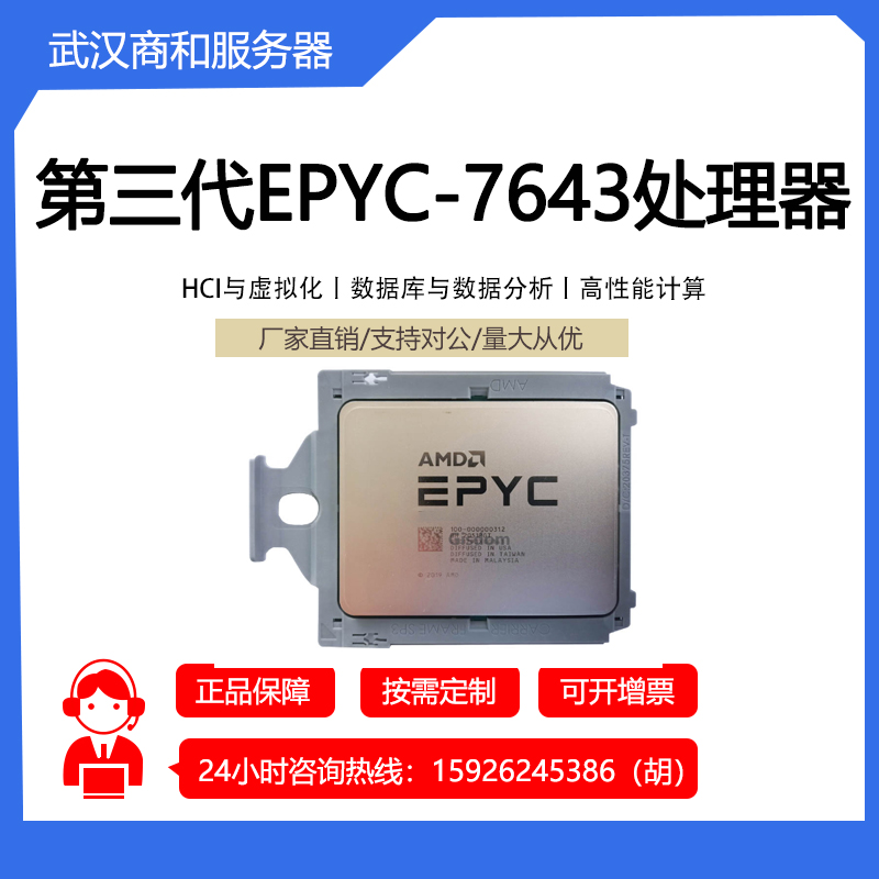 AMD EPYC7643 48核心 7763/7713/7663/7543/7513/7453/7443服务器 电脑硬件/显示器/电脑周边 CPU 原图主图