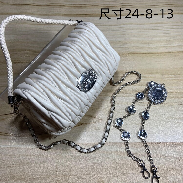 皱皮简约链条翻盖手提斜跨单肩库存女包