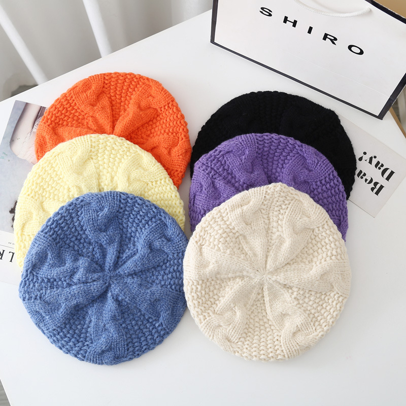 partyme手工蓓蕾毛线帽手编立体绞花编织纯山羊绒贝雷帽针织帽
