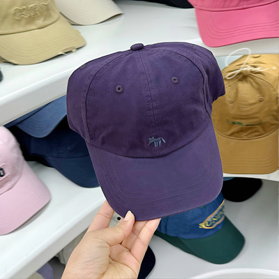 很火的紫色刺绣小狐狸韩版棒球帽女显脸小帽子情侣遮阳防晒鸭舌帽