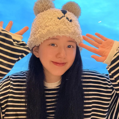 女秋冬针织保暖毛线帽同款帽子