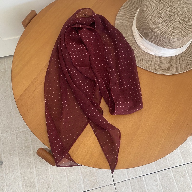 多用式复古波点长条丝巾女海边度假系脖领巾发带百搭时髦领巾韩版
