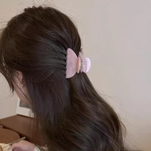 Partyme中号抓夹半抓纯色百搭小众设计弧形鲨鱼夹发抓温柔气质女