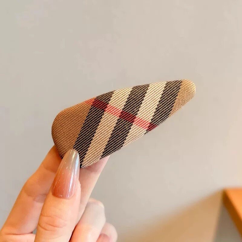 Partyme手工韩国简约格纹布艺bb夹女发夹甜美时尚侧边刘海夹百搭