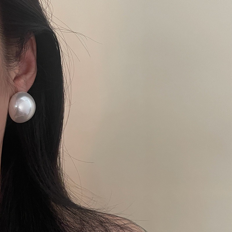 法式复古耳钉女小众设计感耳环气质耳饰网红仿珍珠大号半圆名媛风