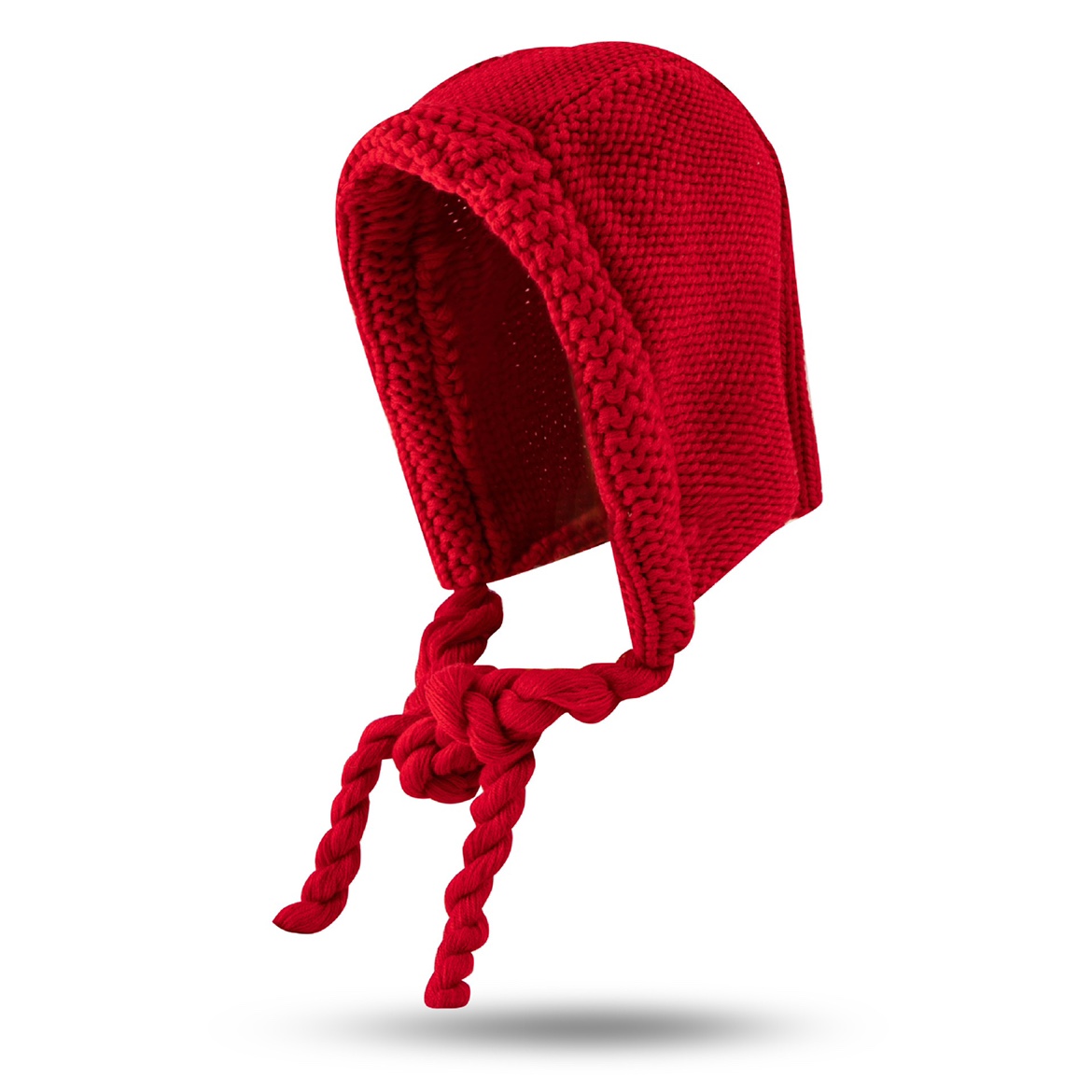 手工可爱小红帽女秋冬季针织毛线系带护耳帽保暖百搭帽子