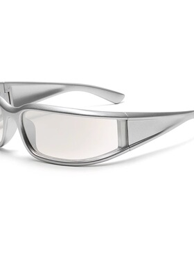 网红甜酷风银光墨镜酷科技感赛博风格方形反光银框酒吧蹦迪眼镜