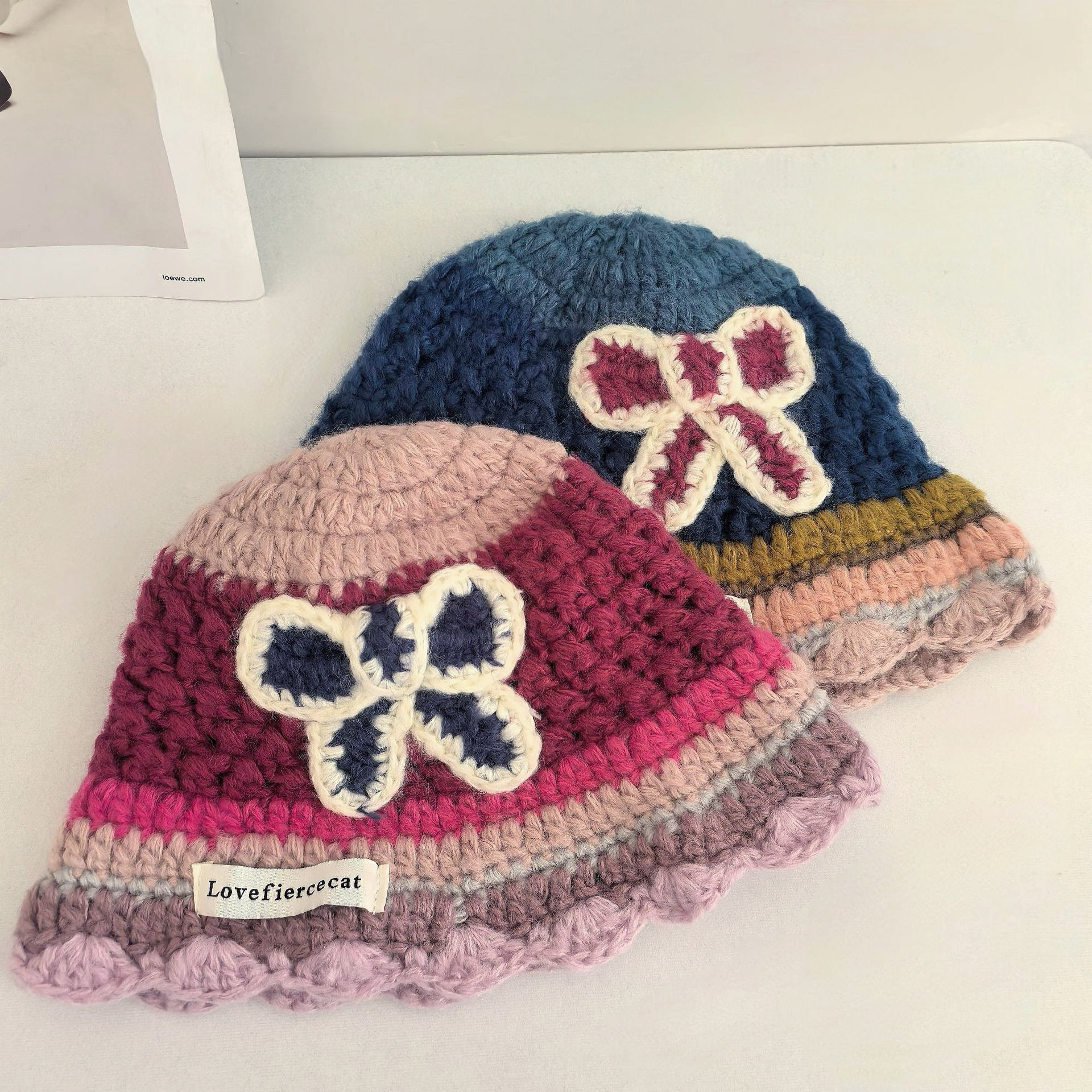 partyme手工编织蝴蝶结针织毛线盆帽秋冬保暖帽子撞色渔夫帽小众,服饰配件/皮带/帽子/围巾,帽子,淘宝优惠券,粉丝福利购,淘宝优惠卷