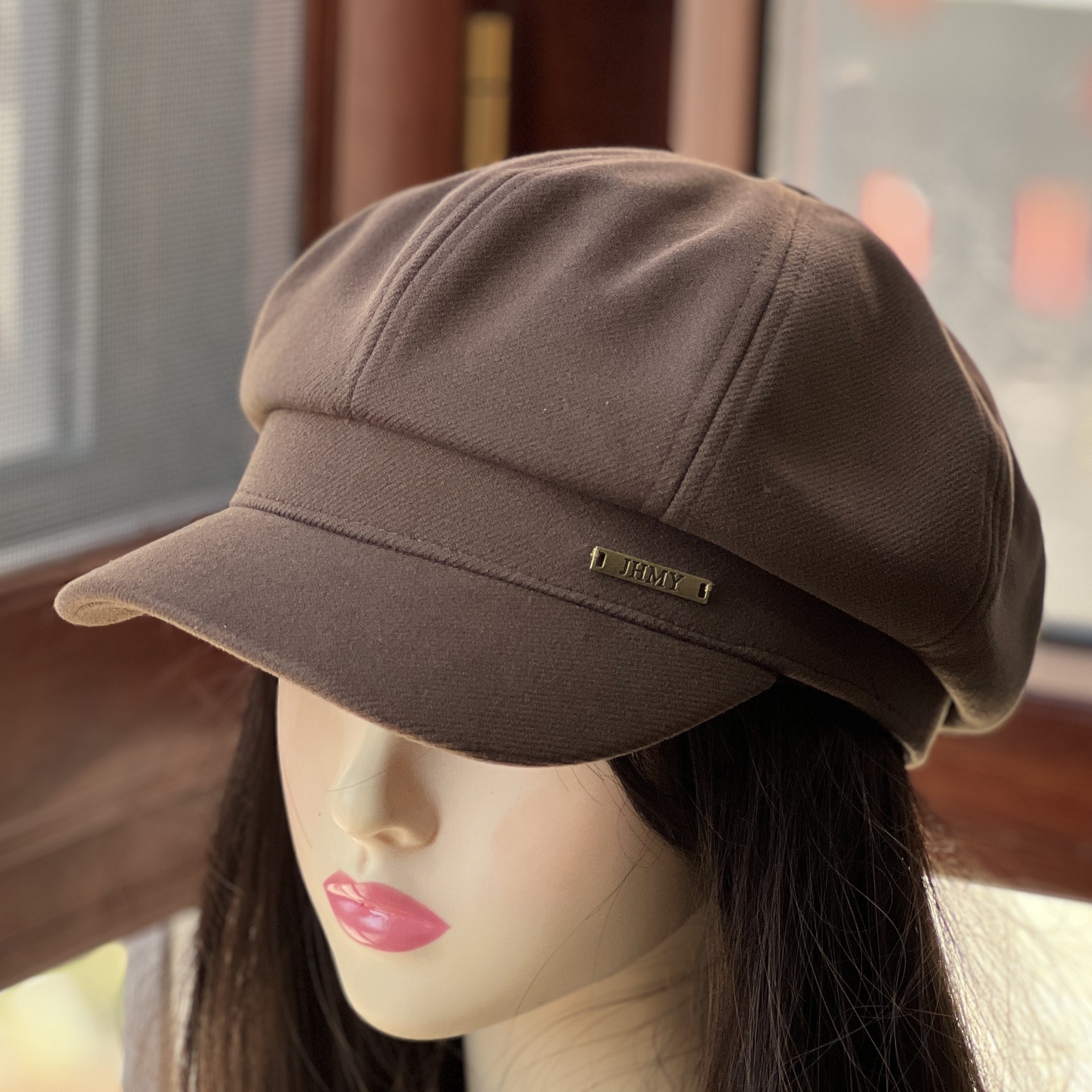 partyme手工八角帽女秋冬大头围显脸小文艺素颜百搭画家帽贝雷帽