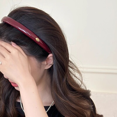 partyme手工简约安可拉红色发箍洗脸头箍外出气质复古发卡发饰