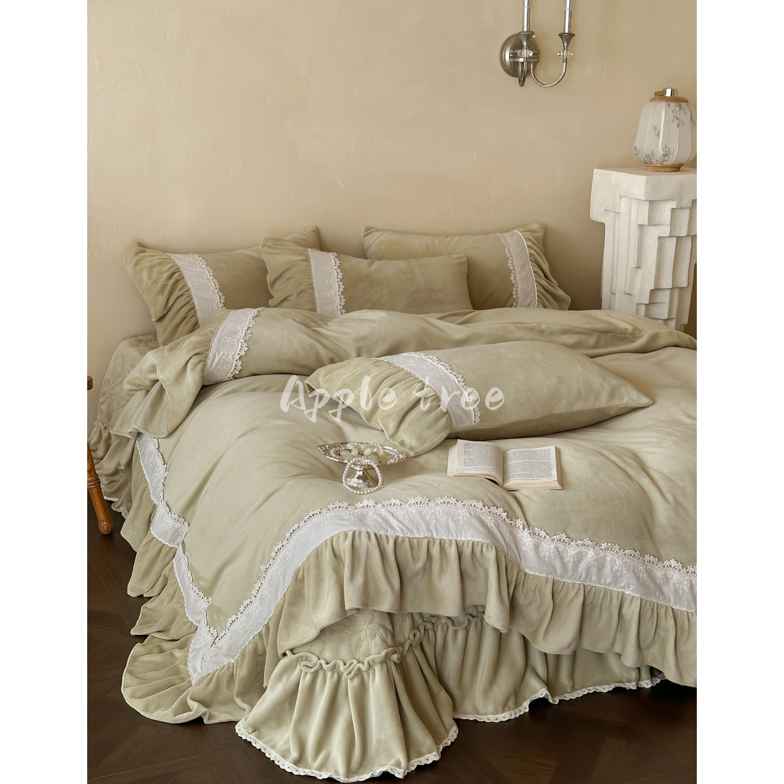 简约法式牛奶绒床盖款四件套