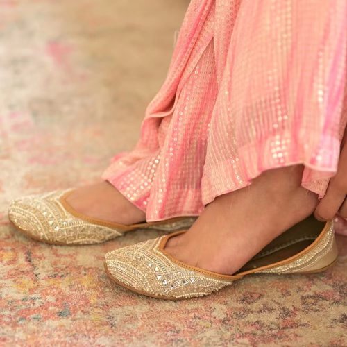 沐光 I 浅香槟色镜片婚鞋伴娘鞋礼服印度手工鞋Coralhaze合作款