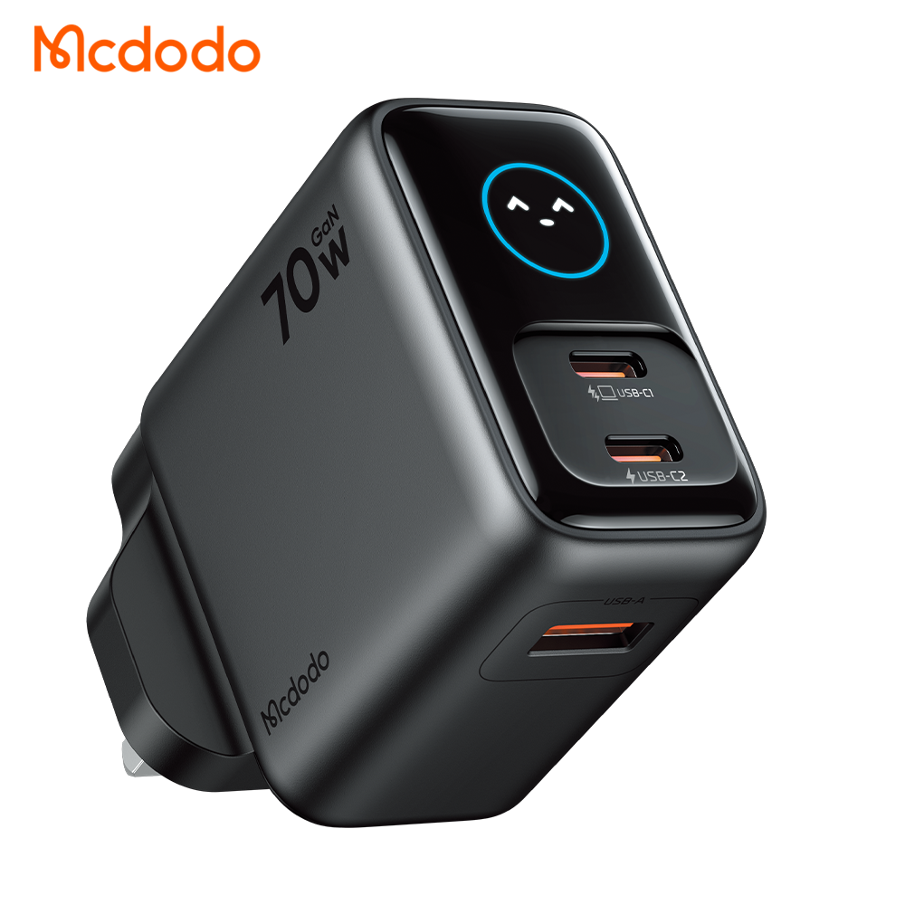 Mcdodo港澳版70W氮化镓PD快充电器适用MacBookPro笔电Air手提适配器iPhone17promax手机Typec三脚插头USB多口