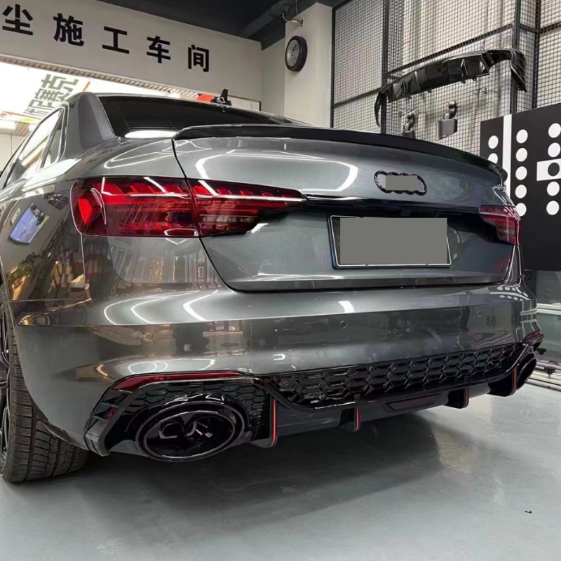 适用于20-25款奥迪a4改装S4四出后唇尾喉RS4大炮筒排气尾唇小包围