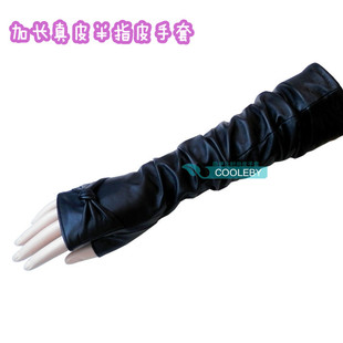 2024女士半指露指蝴蝶结加长款羊皮真皮手套 秋冬季过肘儿48CM