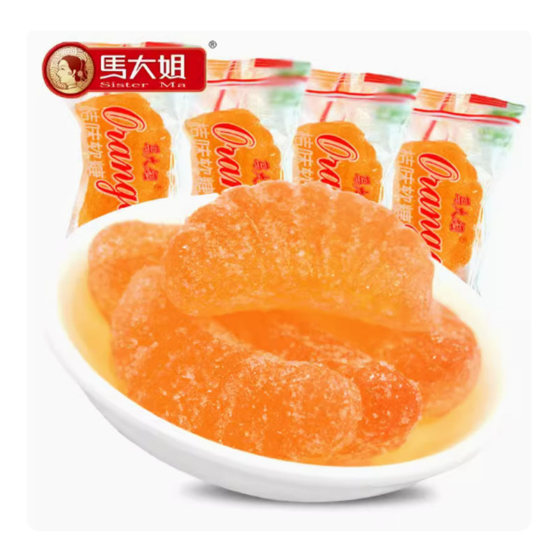 马大姐桔子硬糖500g橘瓣形水果喜糖果硬糖散装8090后怀旧零食婚糖