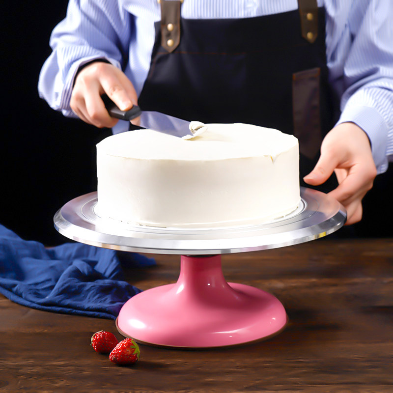 12寸蛋糕转盘裱花台铝合金托台旋转抹面家用商用裱花转台烘焙工具