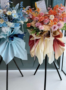 开业大吉花篮三脚架花架开张支架实木黑色三角架架子花束包装材料