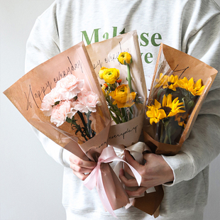 多支鲜花花束包装袋鲜花玫瑰花diy材料单枝袋单只花艺包花纸袋子