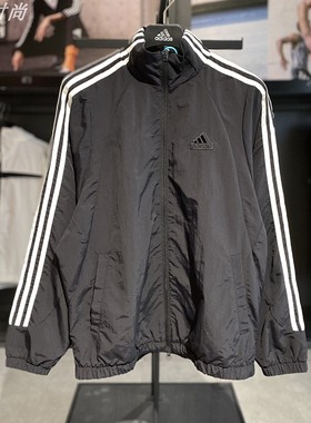 阿迪达斯男女外套Adidas秋新款运动服立领休闲梭织宽松夹克JI6646