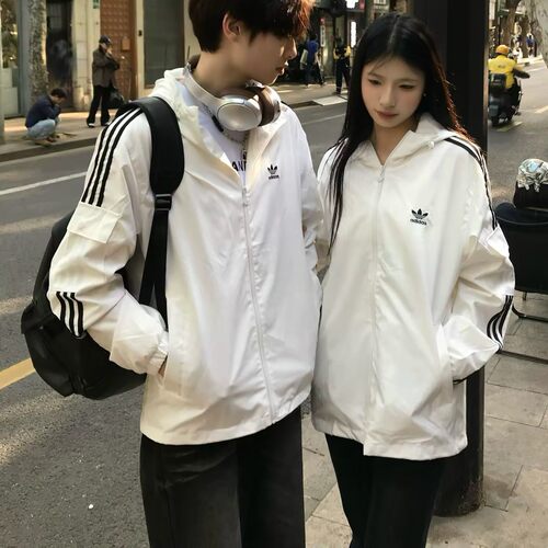阿迪达斯男女立领防风运动夹克