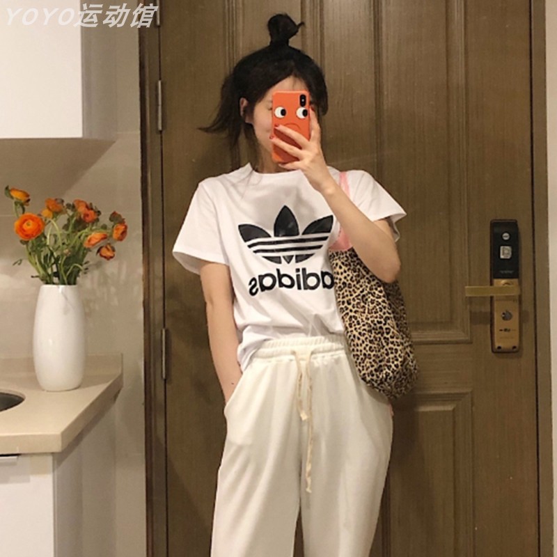 阿迪达斯三叶草女T恤假一罚十