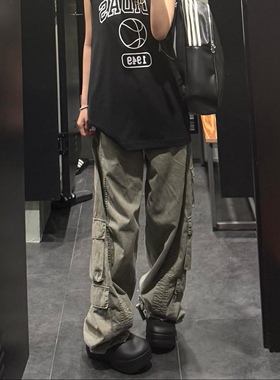 Adidas/阿迪达斯正品三叶草男女经典工装宽松牛仔长裤 KE0467