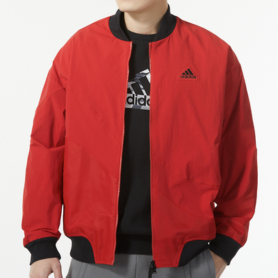 阿迪达斯立领加绒棒球服休闲外套